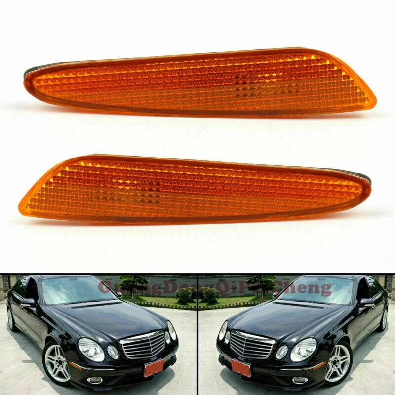 For Mercedes W211 2003- 2006 Pair Side Marker Light Bezel ABS Left Right Bumper Turn Signal Housing Cover 2118200221 2118200121