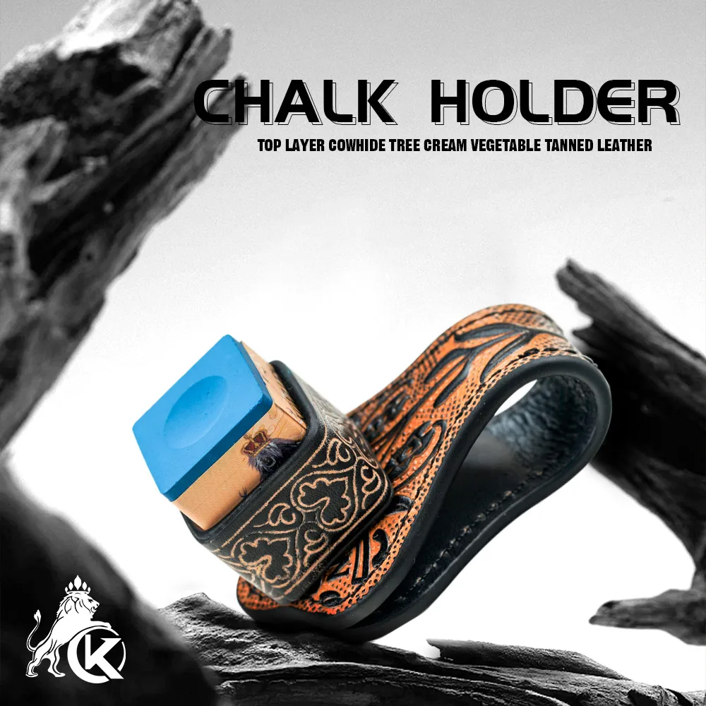 

KONLLEN Billiard Chalk Holder with Square Leather Engraved Magnetic Support for Pool Cue Snooker Silent Billiard Accessories