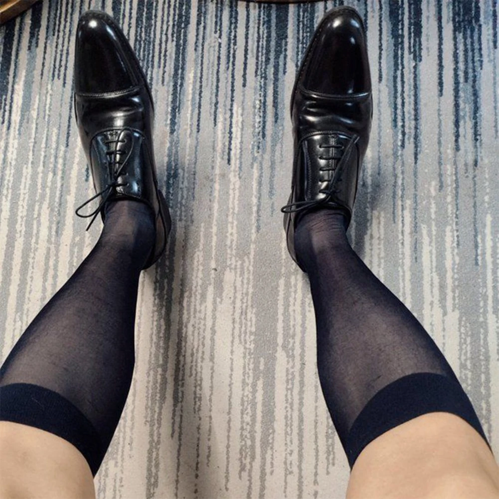 Ensemble de chaussettes pour hommes, élégantes et confortables, transparentes, soyeuses, couleur unie, Ultra fines, 1 paire, chaussettes d'affaires, nouvelle collection