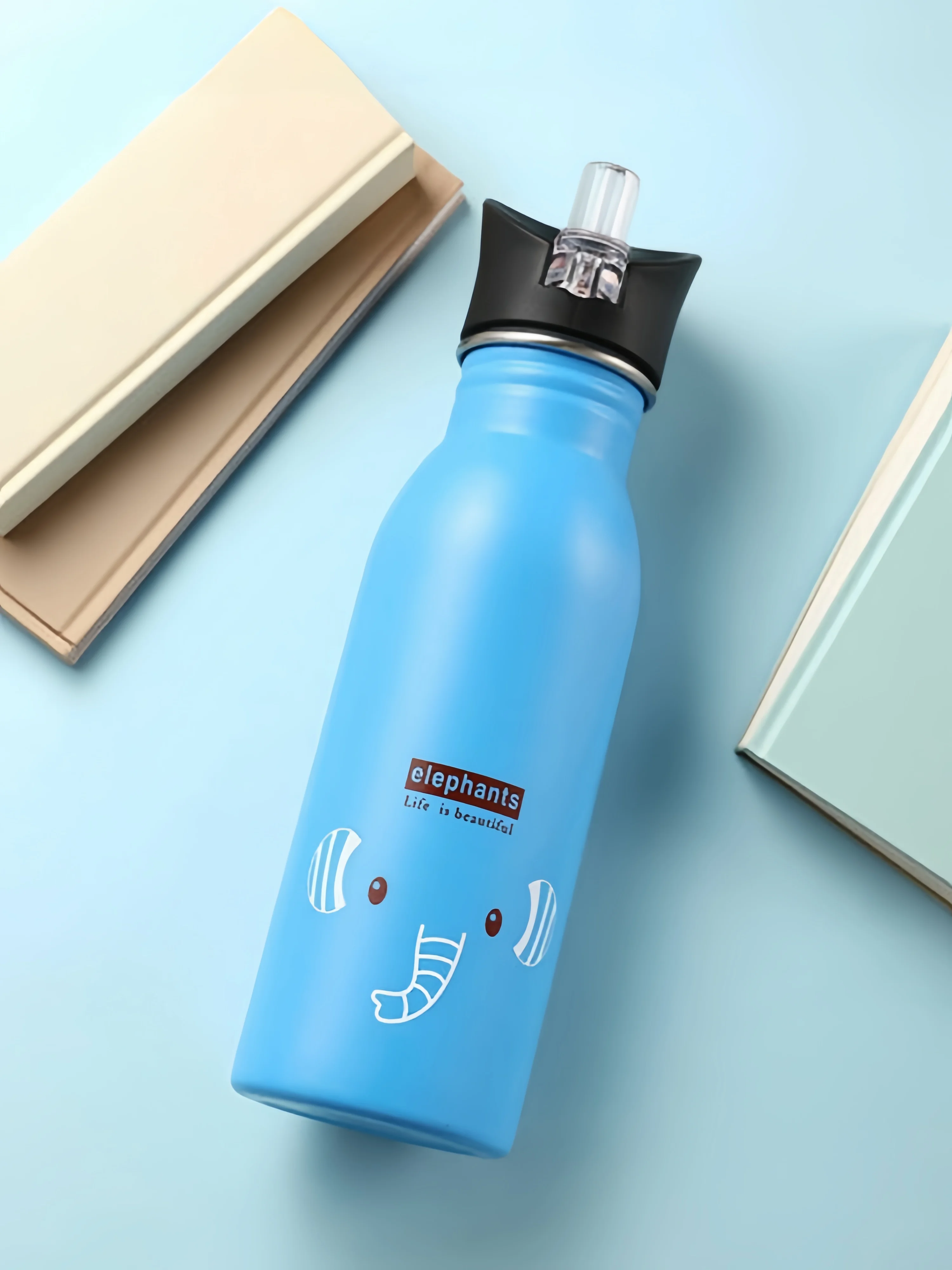 AliExpress 500ML Cartoon Elephant Children's Stainless Steel Sports Water Bottles Outdoor Cycling Camping Beach Water Bottle Kids Drinkware