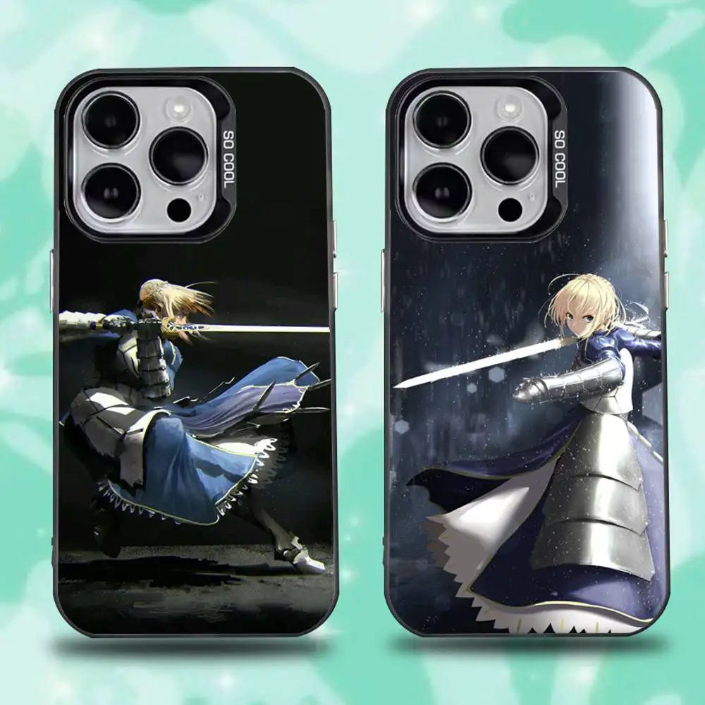 

Fate Saber Cute Anime Girl Phone Case For iPhone 16,15,14,13,12,11,Pro,Max,Plus,Mini,XS,SE Anti Fall Black Matte Hard Bumper