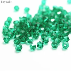 Isywaka Sale Blue Green Color 100pcs 3mm Bicone Austria Crystal Beads Glass Beads Loose Spacer Bead for DIY Jewelry Making