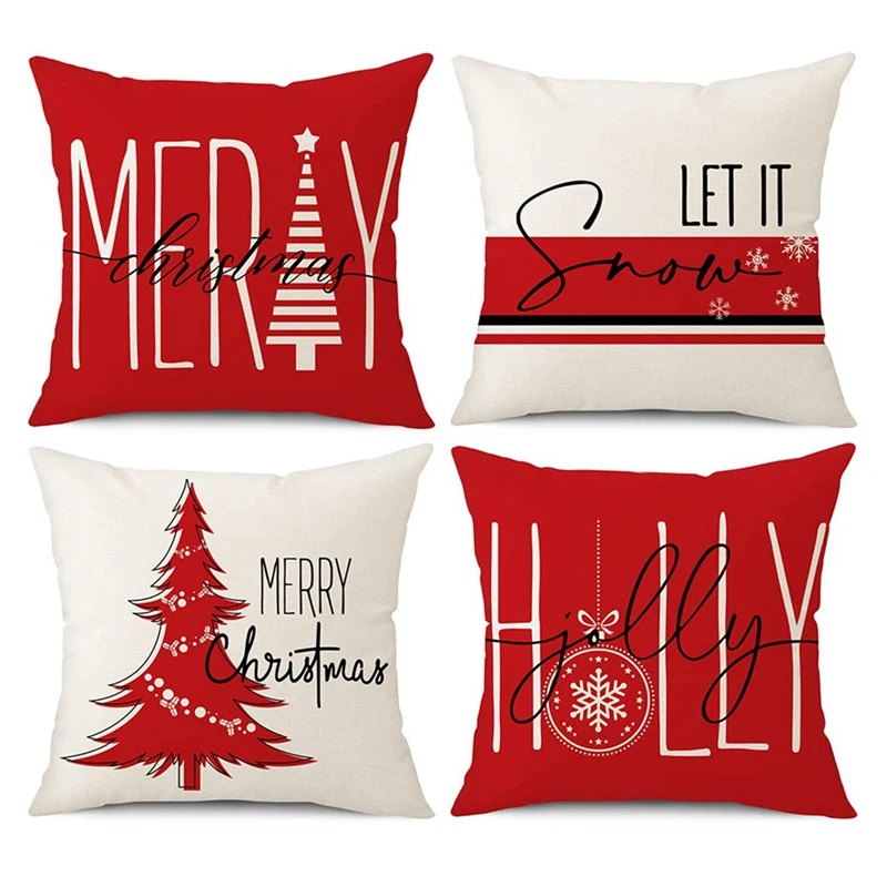 

18X18 Inch Farmhouse Linen Cushion Covers Square Christmas Pillowcase For Decoration Sofa In-Outdoor Home Decor High Guality