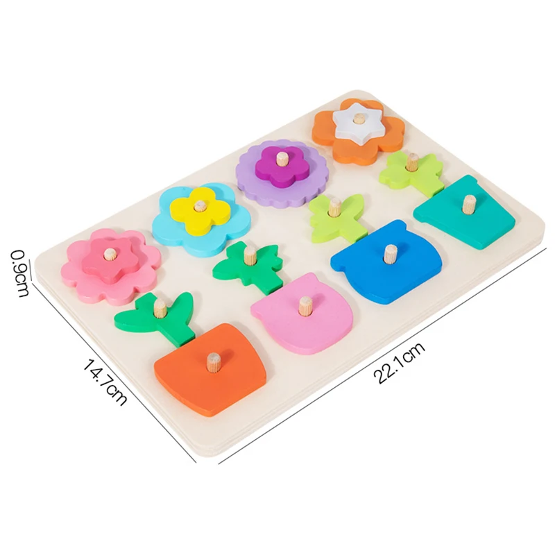 مونتيسوري ثلاثية الأبعاد زهرة ملونة الاقتران لغز مجلس الشكل مطابقة ألعاب التعلم المبكر يده مجلس لعبة المهارات الحركية الدقيقة هدية #6