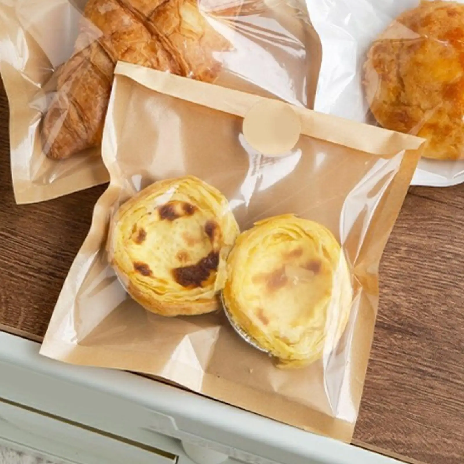 クッキー用袋-100枚入り。持ち運び可能なデザート用包装袋。焼き菓子、デザート、スナック、キャンディー、食品、ポップコーンの包装に。
