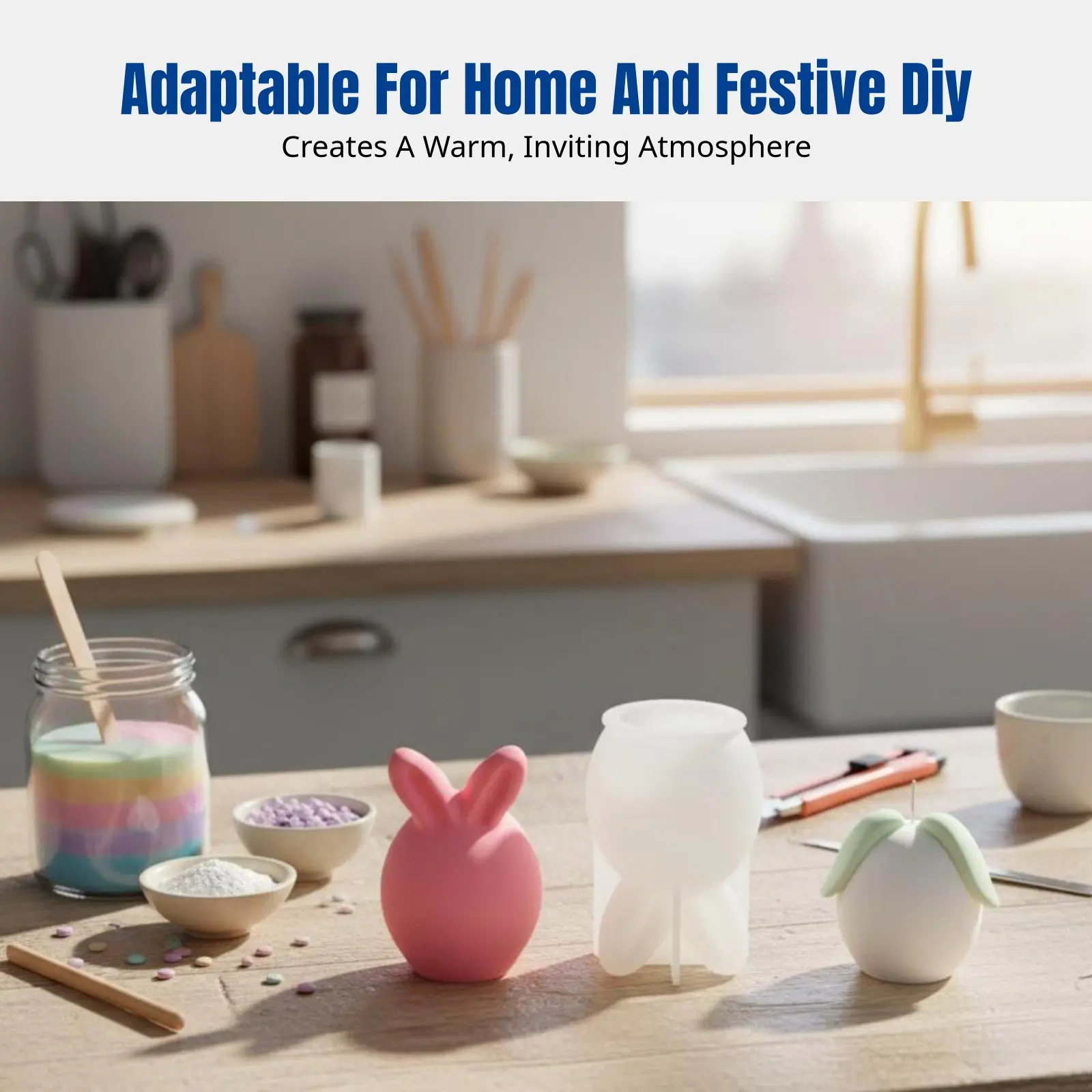 

Oval Easter Bunny Drooping Ear Candle Plaster Mold, DIY Flexible Baking Tool