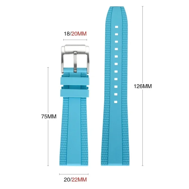 20mm 22mm FKM Fluororubber universal watch strap Stainless steel watch buckle New wristband for Breitling SUPEROCEAN
