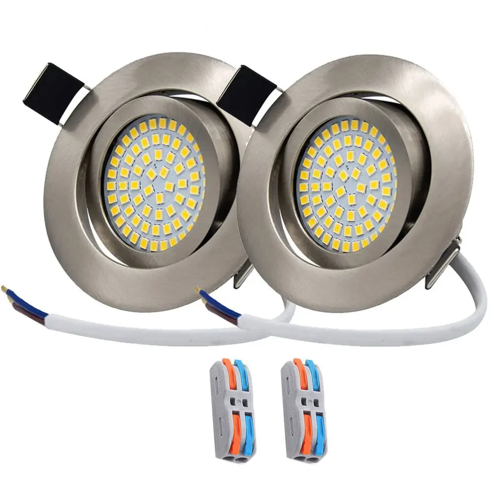 2-Piece 2.5 inches 5W LED Recessed Ceiling Light 70mm Hole 85-265V Adjustable Down Light Bulb for Living Room Bed Room Gallery