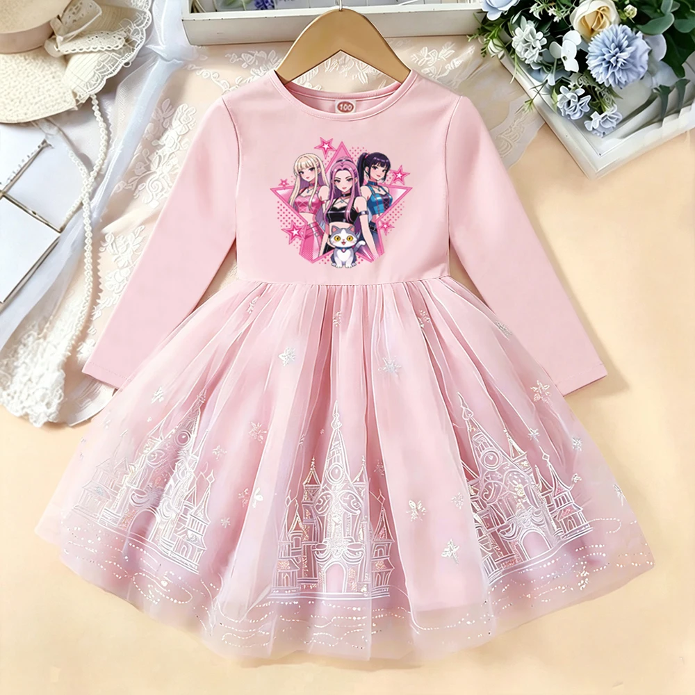 Neue Kinderkleidung Frühling Herbst Langarm-Prinzessinnenkleid Baby Mädchen Süßes Kleid Kinder Geburtstagsparty Kleid Regenbogen Cartoon – Detail 5