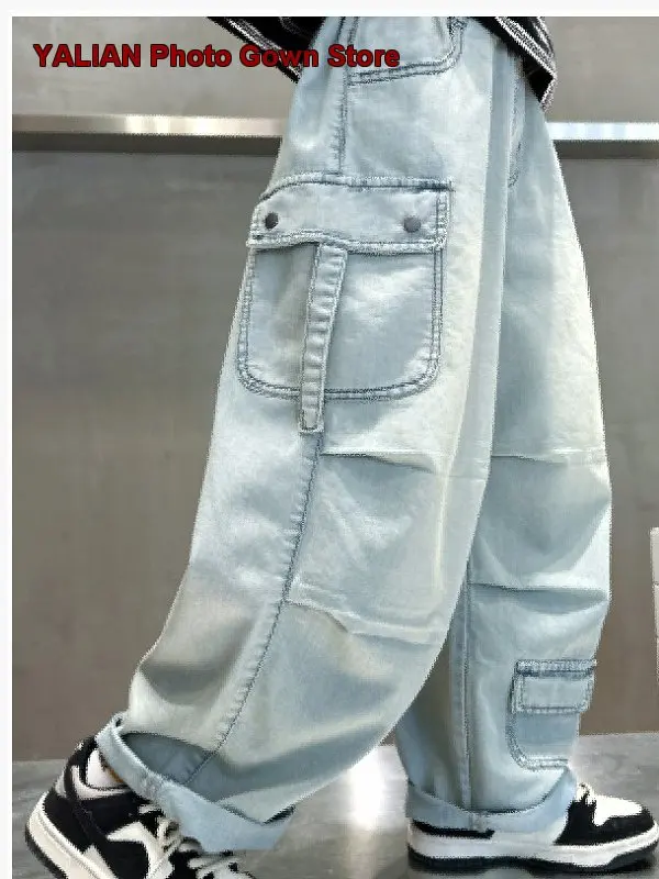 Boys Summer Thin Ice Silk Distressed Cargo Pants Little Kids