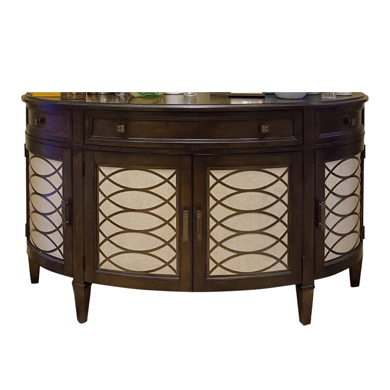 

American simple solid wood entrance cabinet retro light luxury semi-round entrance table entry entrance table