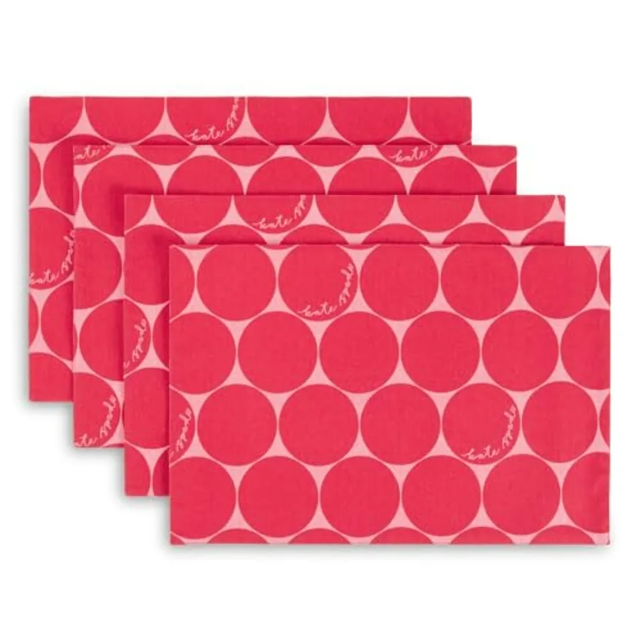 

Joy Dot Placemats 4-Pack Set Reversible 100 Cotton Machine Washable Rose Pink Red 13x19