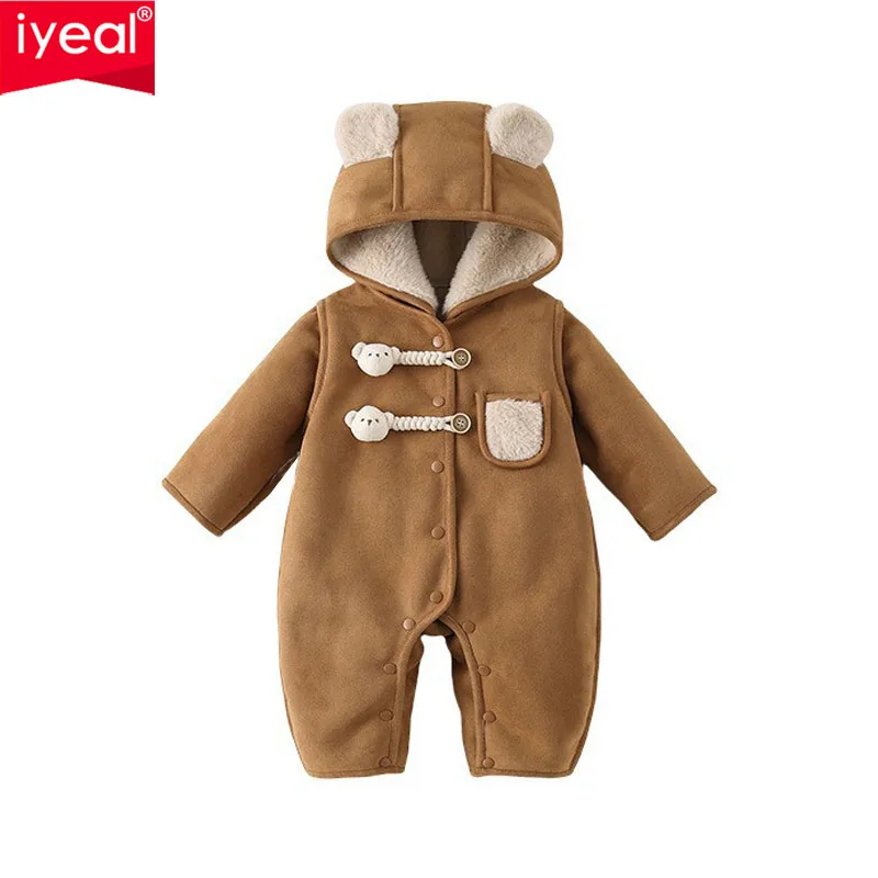 IYEAL طفل لطيف مقنعين بذلة الرضع بنين بنات الشتاء سميكة القطن مبطن بذلة الشتاء الدافئة الصوف سترة قطن #1