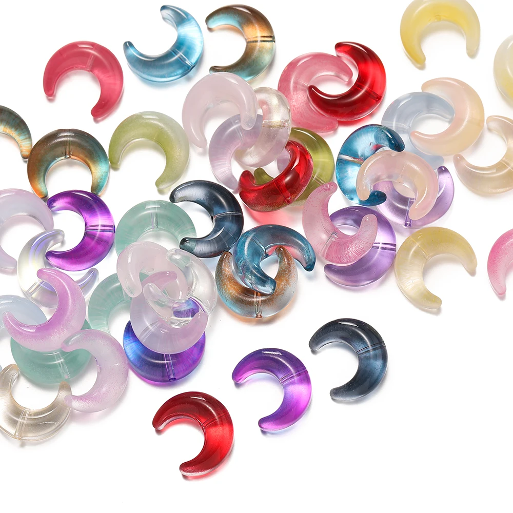 10pcslot Trendy Moon Shape Lampwork Glass Bead Clear Czech Crystal Beads for Jewelry Making Supplies DIY Charms Bracelets view 4