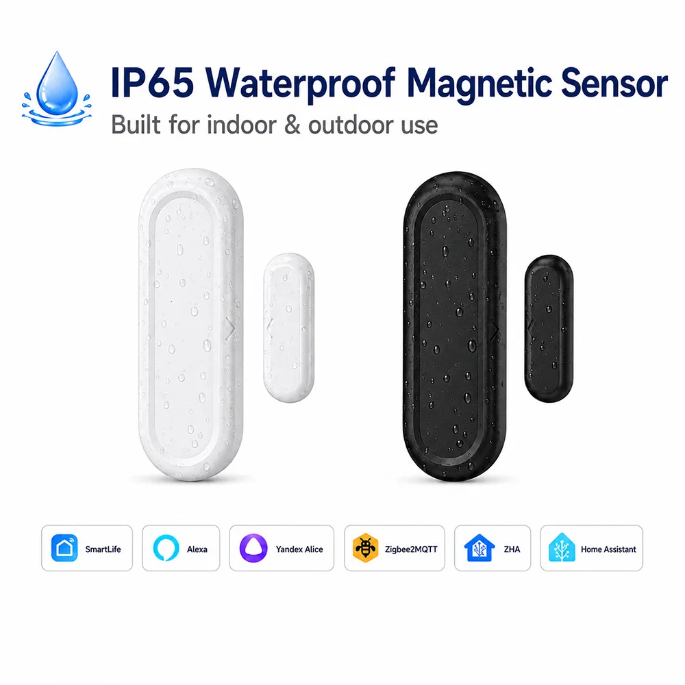 Tuya Zigbee Window Door Sensor IP65 Waterproof Tuya Zigbee Gateway Required Works With SmartLife Zigbee2MQTT Alexa