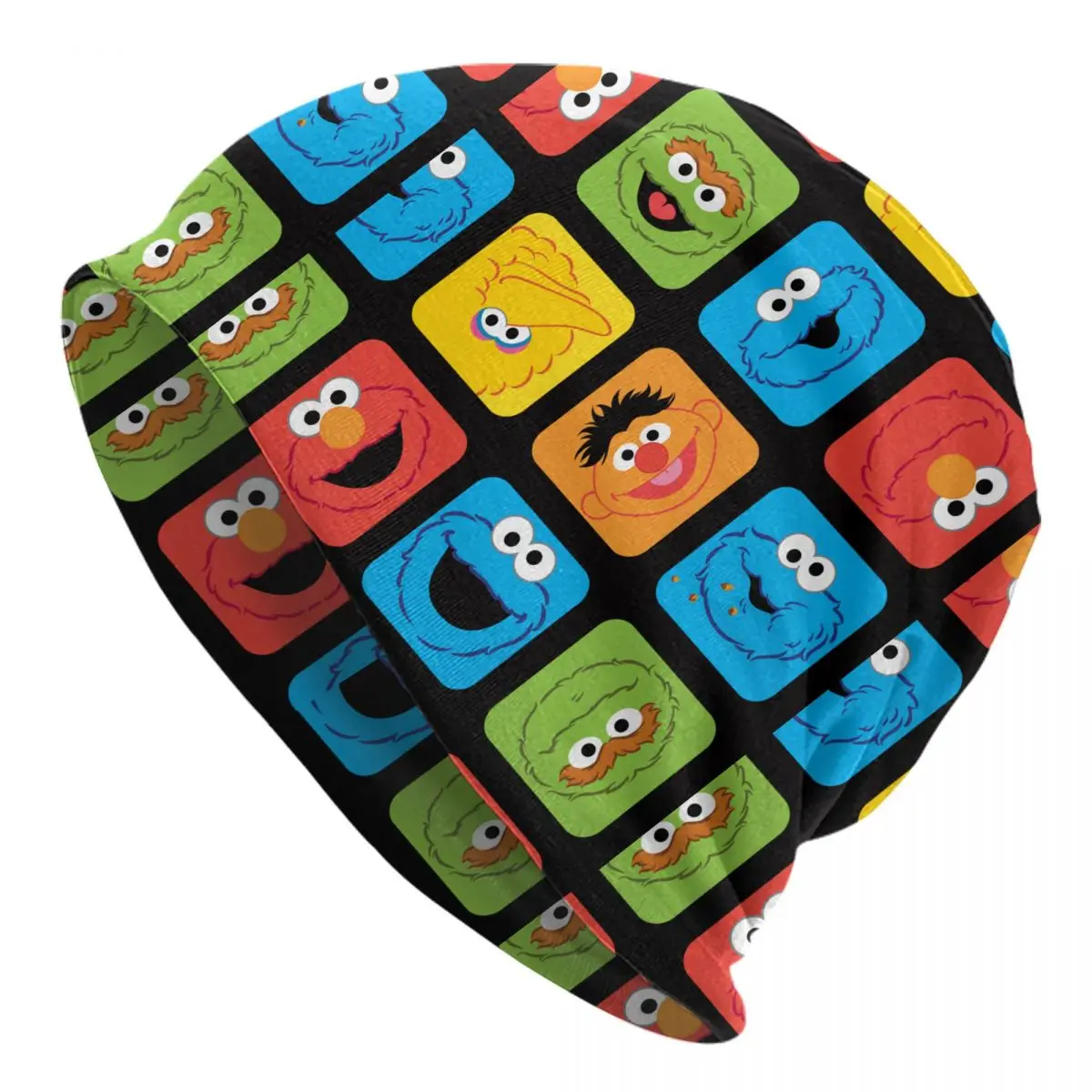 Sesame Street Cubed Faces Pattern Caps Hip Hop Adult Outdoor Skullies Beanies Hat Spring Warm Dual-use Bonnet Hat