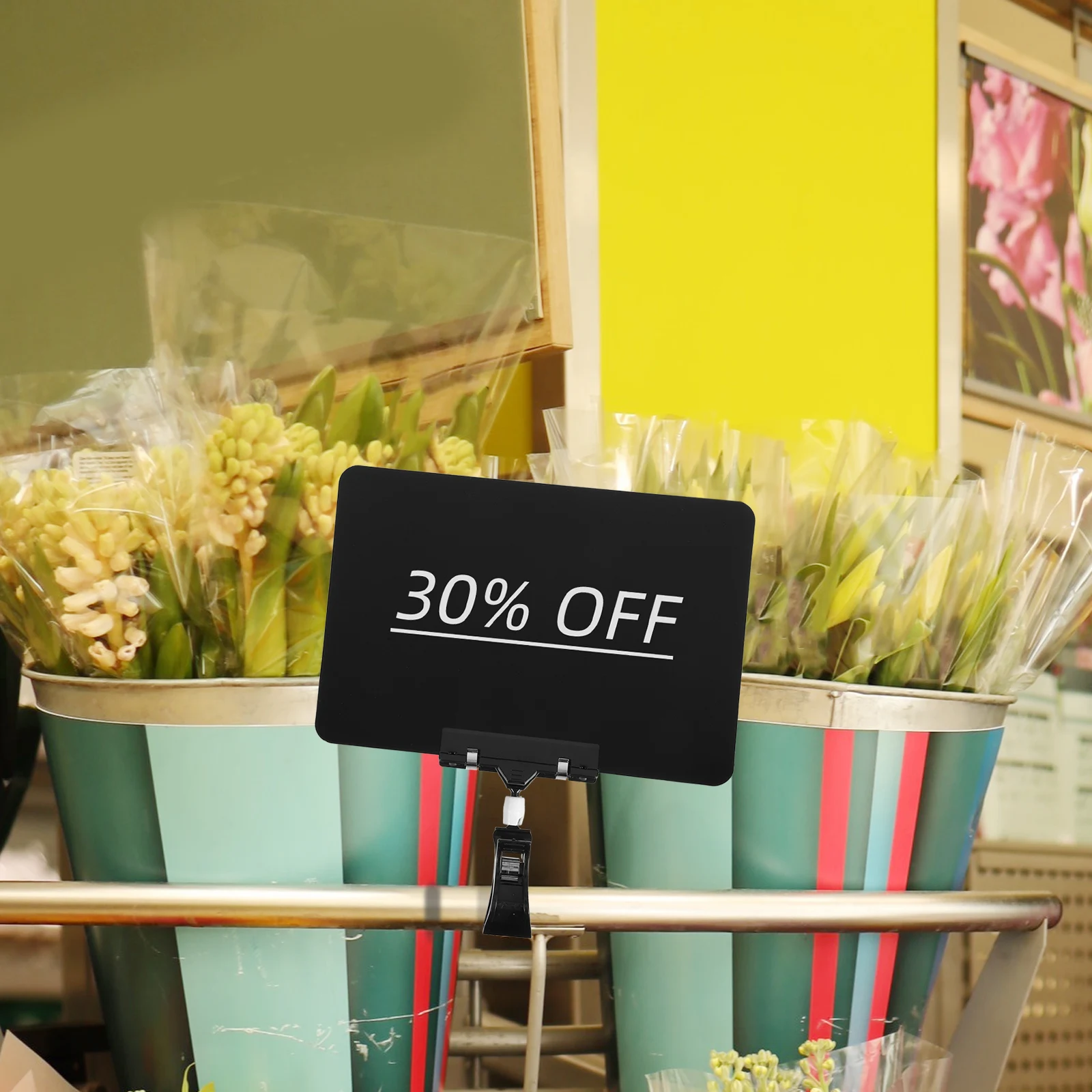 

4pcs On Chalkboard Signs Retail Display Writable Metal Clip Holders Supermarket Store Signage Black Sign Holder Clip Erasable