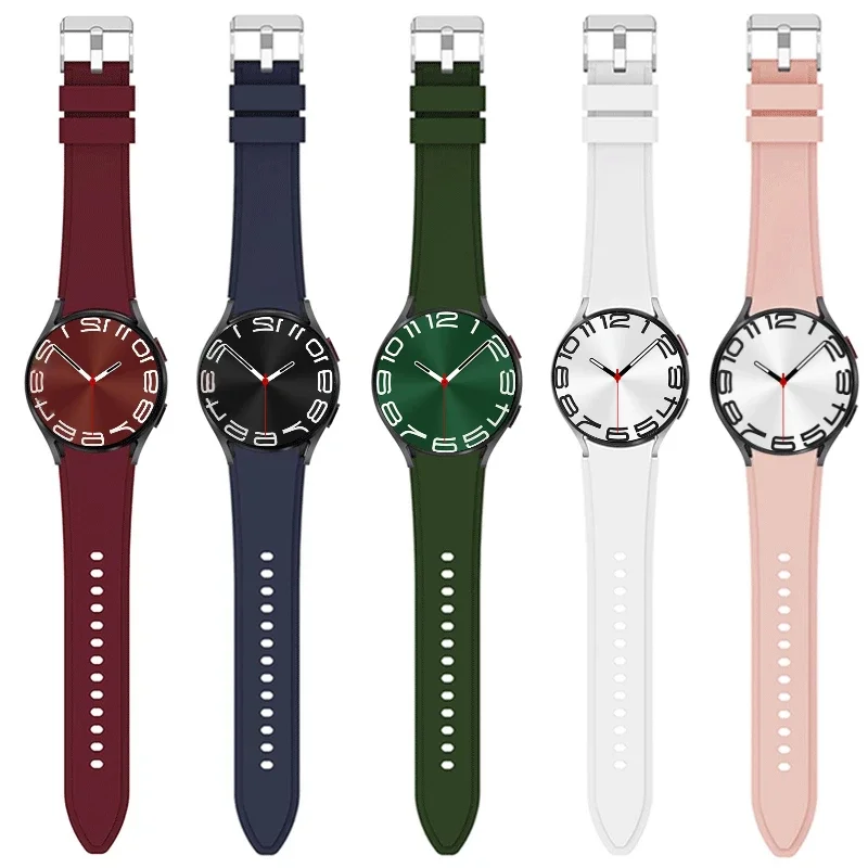 삼성 갤럭시 7/6/5/4용 실리콘 스트랩 40mm 44mm 5Pro 45mm 조절 가능한 스포츠 팔찌 갤럭시 워치 4-6 클래식 46/42mm 47/43mm