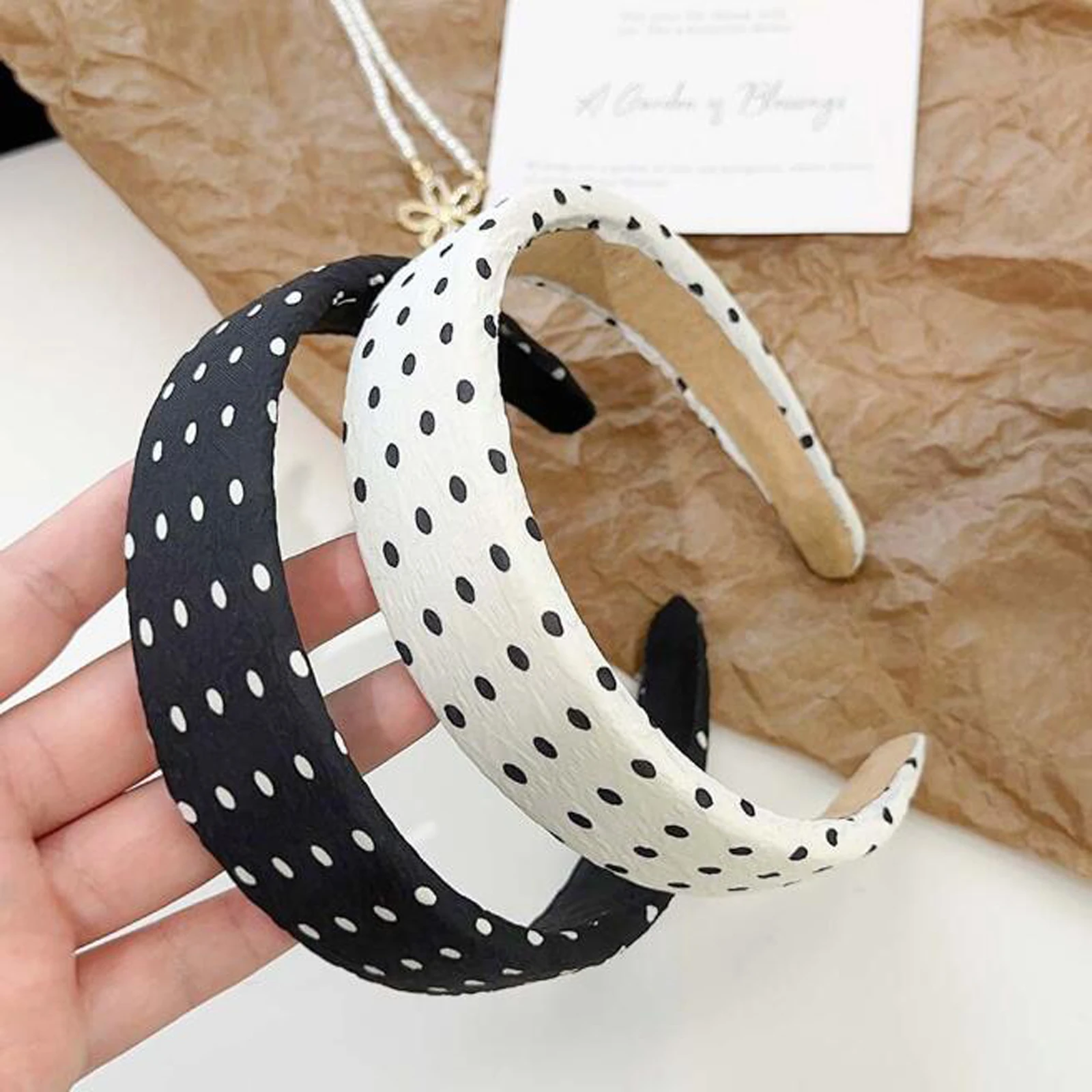 PROLY-Diadema de punto clásico para mujer, accesorios para el cabello, color blanco y negro, a la moda, novedad de verano