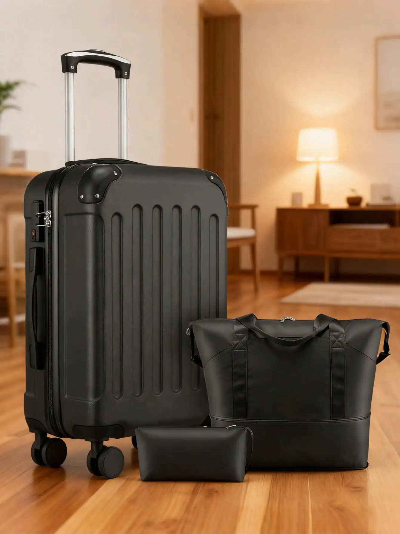 3 IN 1 Luggage Set for Men & Women, Airline Approved 22x14x9 Carry On Luggage, Fashion Hardshell Suitcase with TSA Lock, Wheeled Travel Trolley Case with Matching Tote Bag, Lightweight Rolling Suitcase for Business Trips, Weekend Getaways Family Vacations