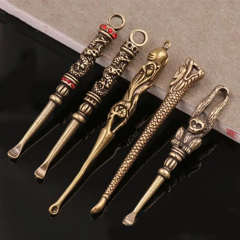 مزيل شمع الأذن أداة تنظيف الأذن عناصر تنظيف صغيرة النحاس Earpick الصحة الأذن الرعاية لوازم منتج مفيد الرجعية Rass الأذن مغرفة #3