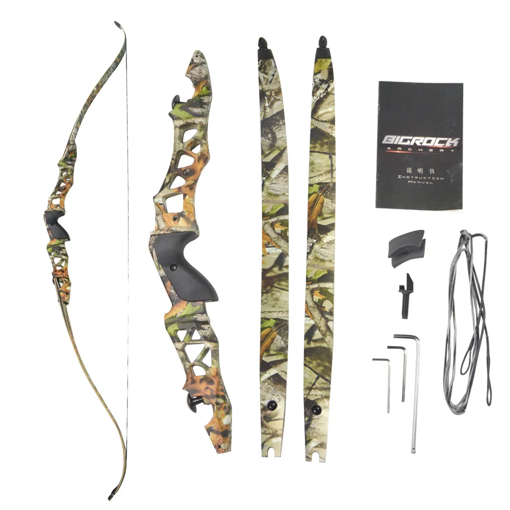 

64" Recurve Bow 30-60LBS Aluminum Alloy Takedown Bow Handle ILF Interface Right Hand for Camping Hunting Shooting Training