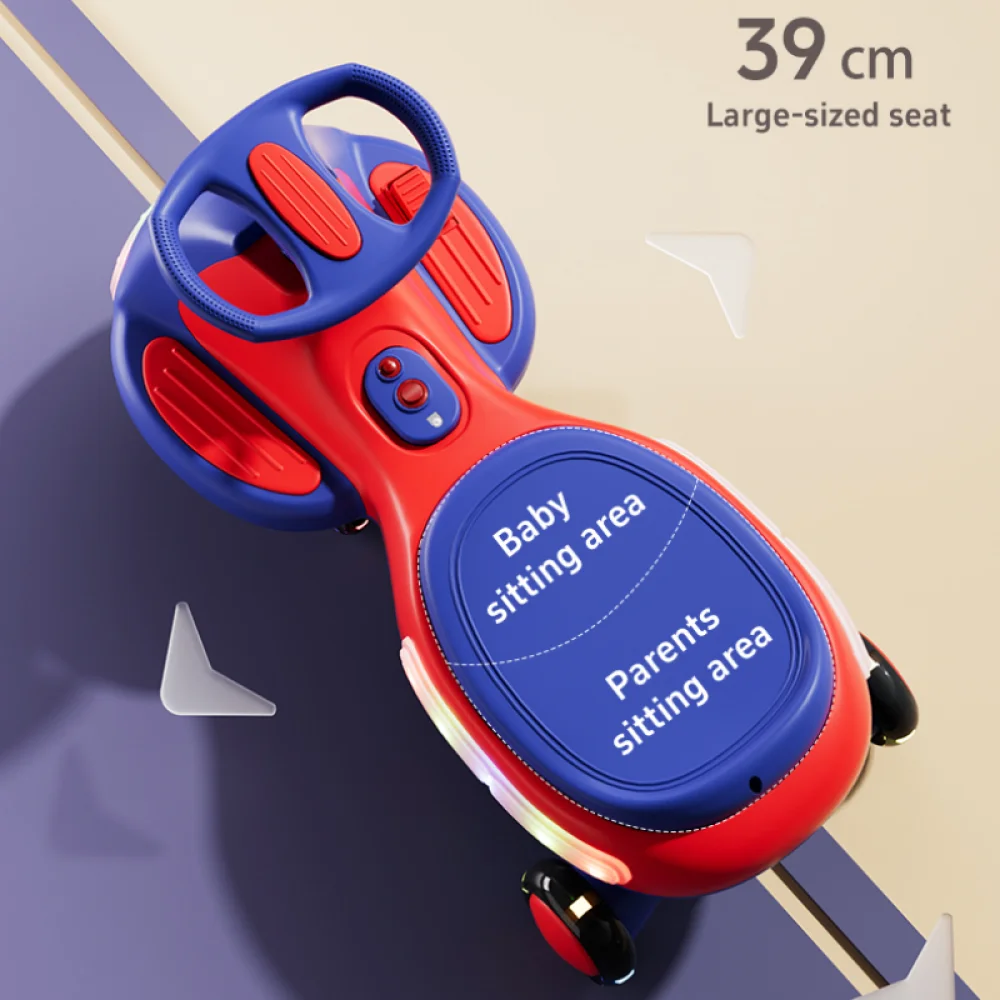 2-in-1 Ride on Toys Electric Wiggle Car Pedal Rechargeable Battery Swing Car 2 motor Ride-On Toy Anti-Rollover Flashing Wheels