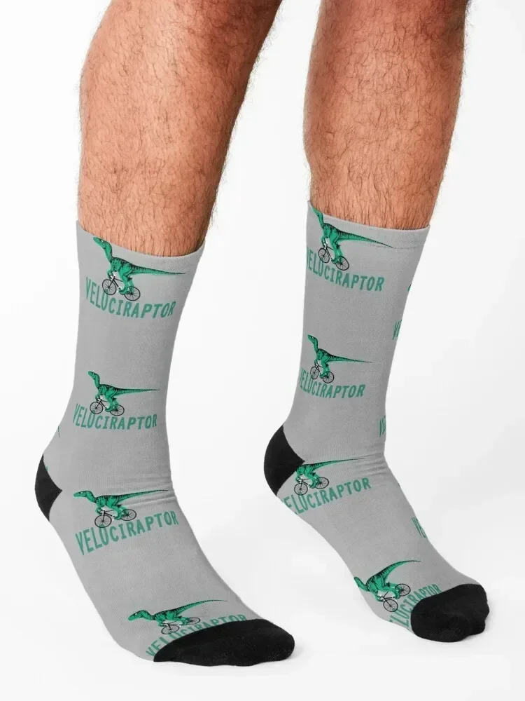 Velociraptor - The Cycling Dinosaur. Socks Rugby halloween man ankle Ladies Socks Men's
