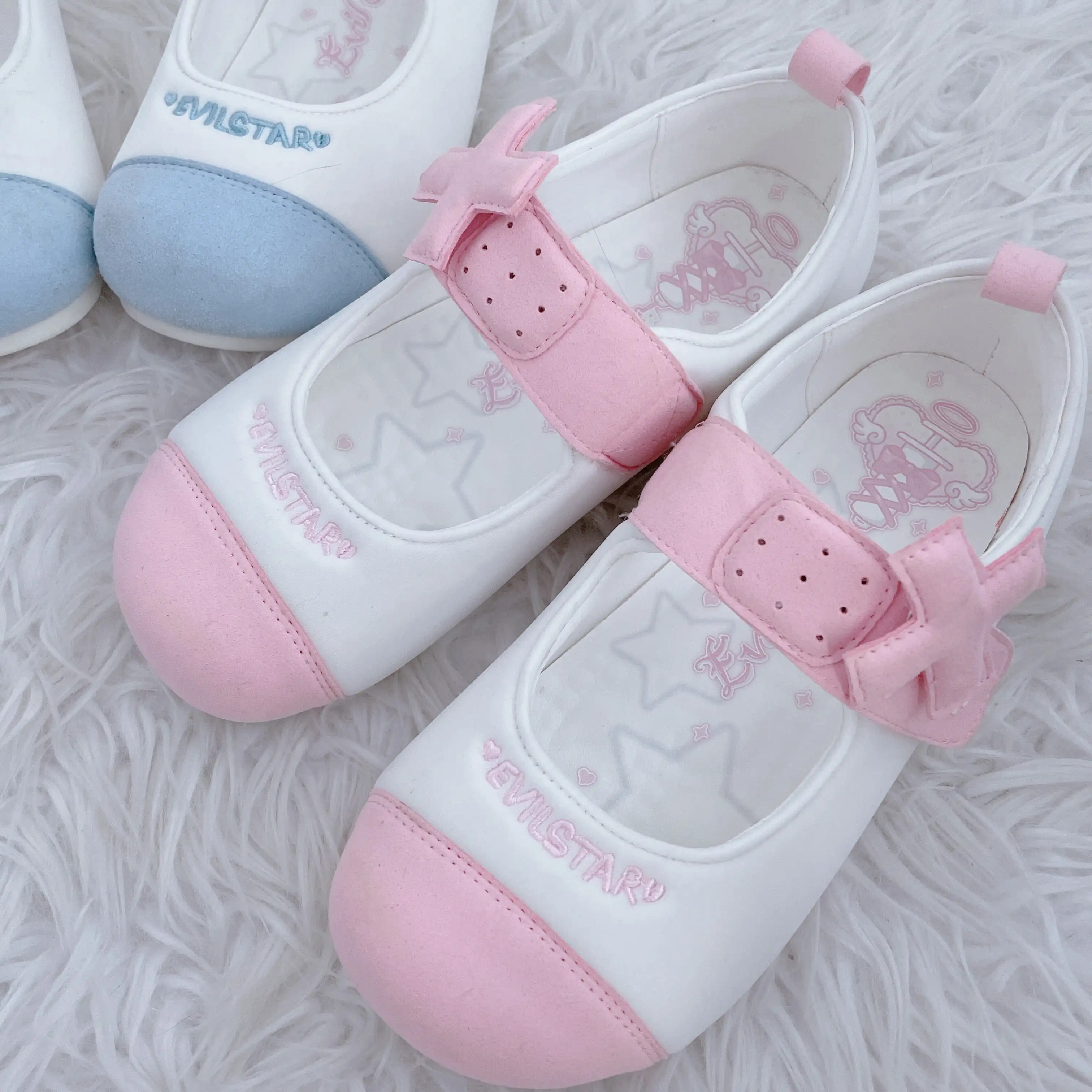 Original Design Buckle Water Color Pink Flat Shoes Comfortable Mary Jane Japanese Velcro Puff Shoes Student Girls Y2K Pumps