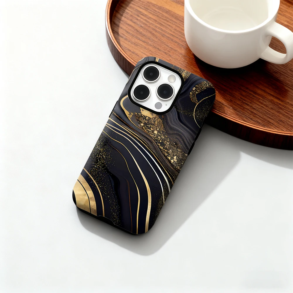 

Luxury Gold Swirls Phone Case for iPhone 17 16 15 14 13 12 11 Pro Max Air Plus Luxury Double-layer Back Cover