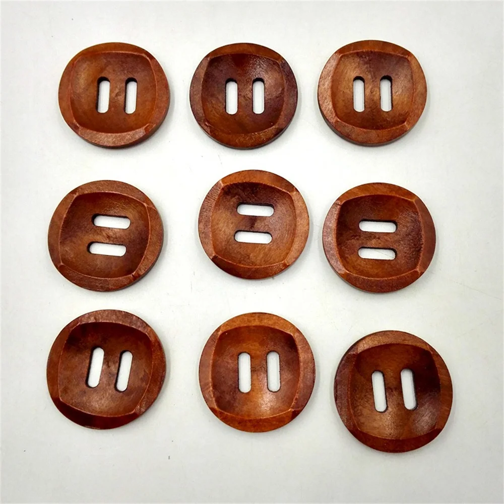 10PCS 30MM Vintage Decorative Wooden Buttons Beautiful Coffee Brown Wooden 4 Holes Round Wood Sewing Buttons DIY Crafts Gift