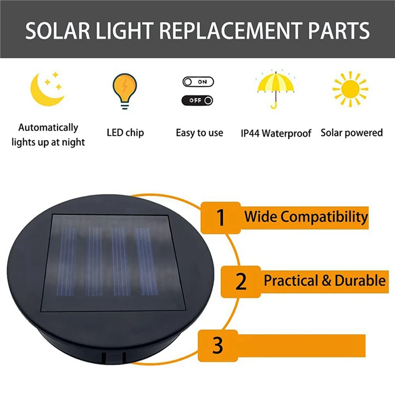 6 Pack Solar Lights Replacement Top For Lanterns, Waterproof Round Solar Lanterns Replacement Accessories(3.15 Inch)-A74Z