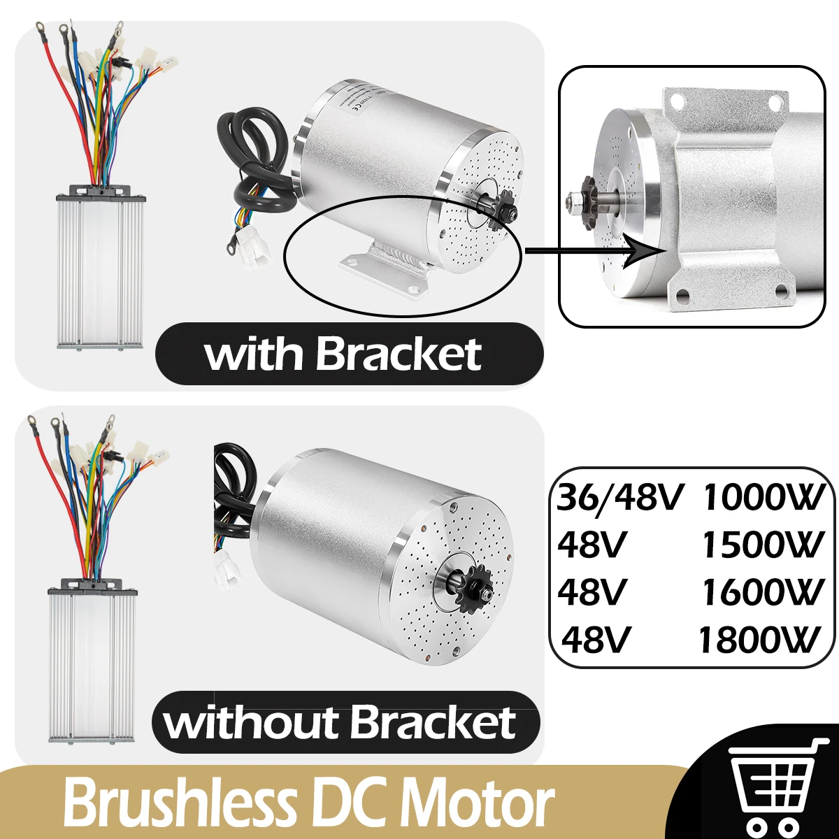 

Kunray Brushless DC Motor Electric Bicycle Motor 48V 1000W 1500W 1600W 1800W with Controller for Scooters Go-Karts Motor DIY