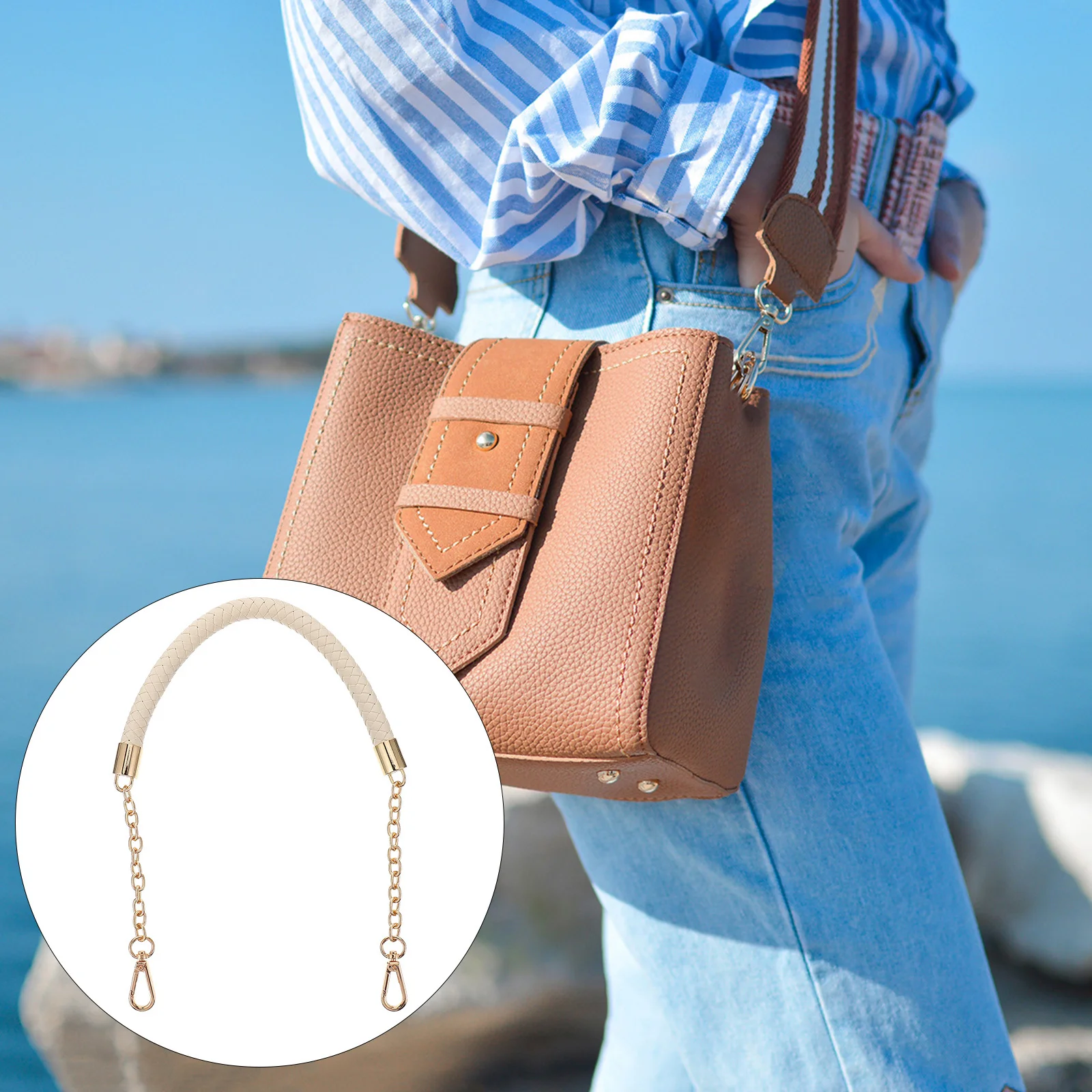 حزام حقيبة بديل يمكنك صنعه بنفسك حزام كتف منسوج متين قابل للفصل لحقائب اليد ملحق القابض الصغير #4