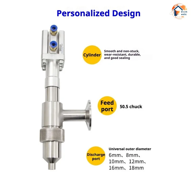 304 Stainless Steel Anti-Drip Filling Head Chuck Straight Head Pneumatic Filling Machine Accessories Discharge Nozzle