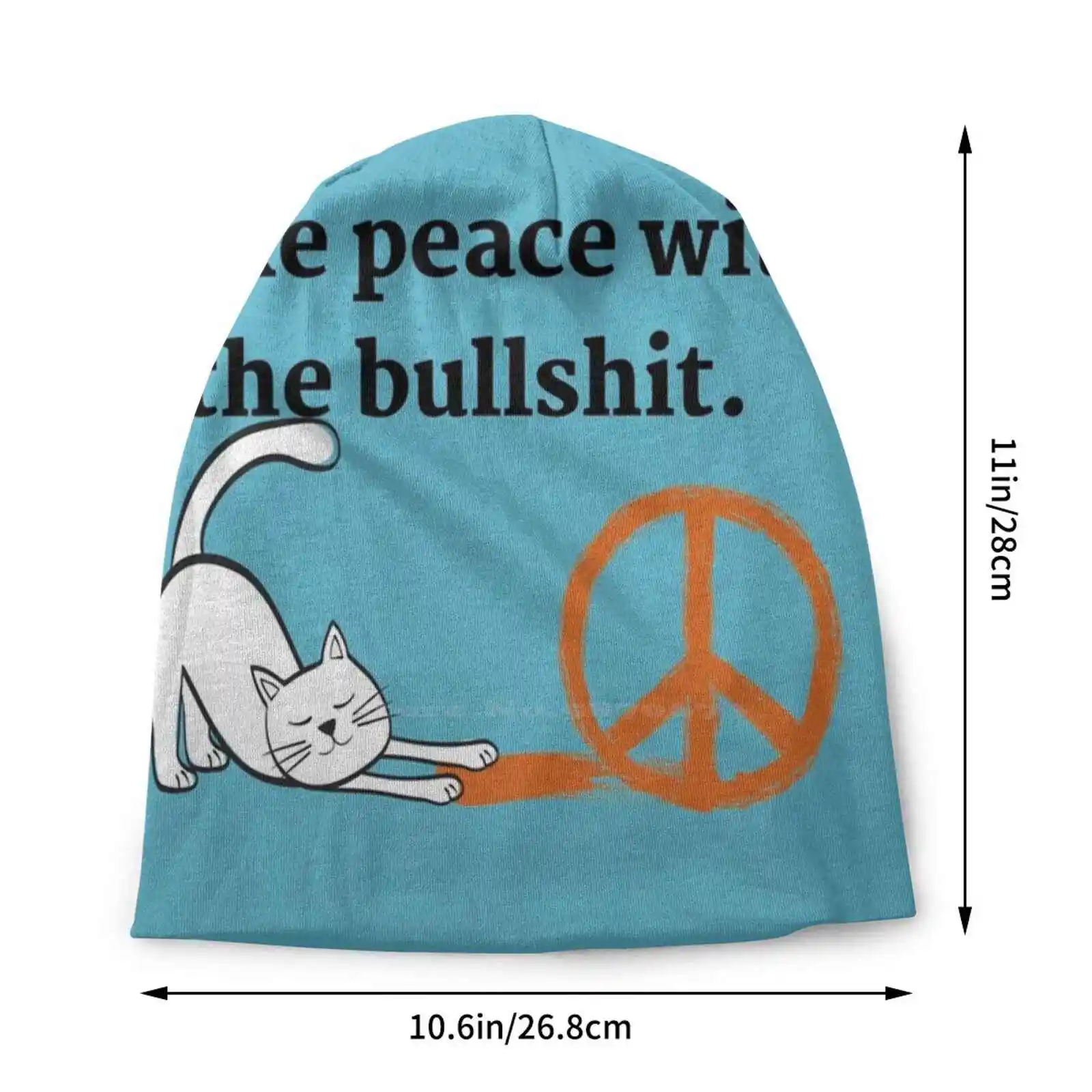 Make Peace Knitted Hat Warm Beanie Outdoor Caps Kitty Cat Lazy Cat People Tired Cat Person Meowing Catslover For Cat People