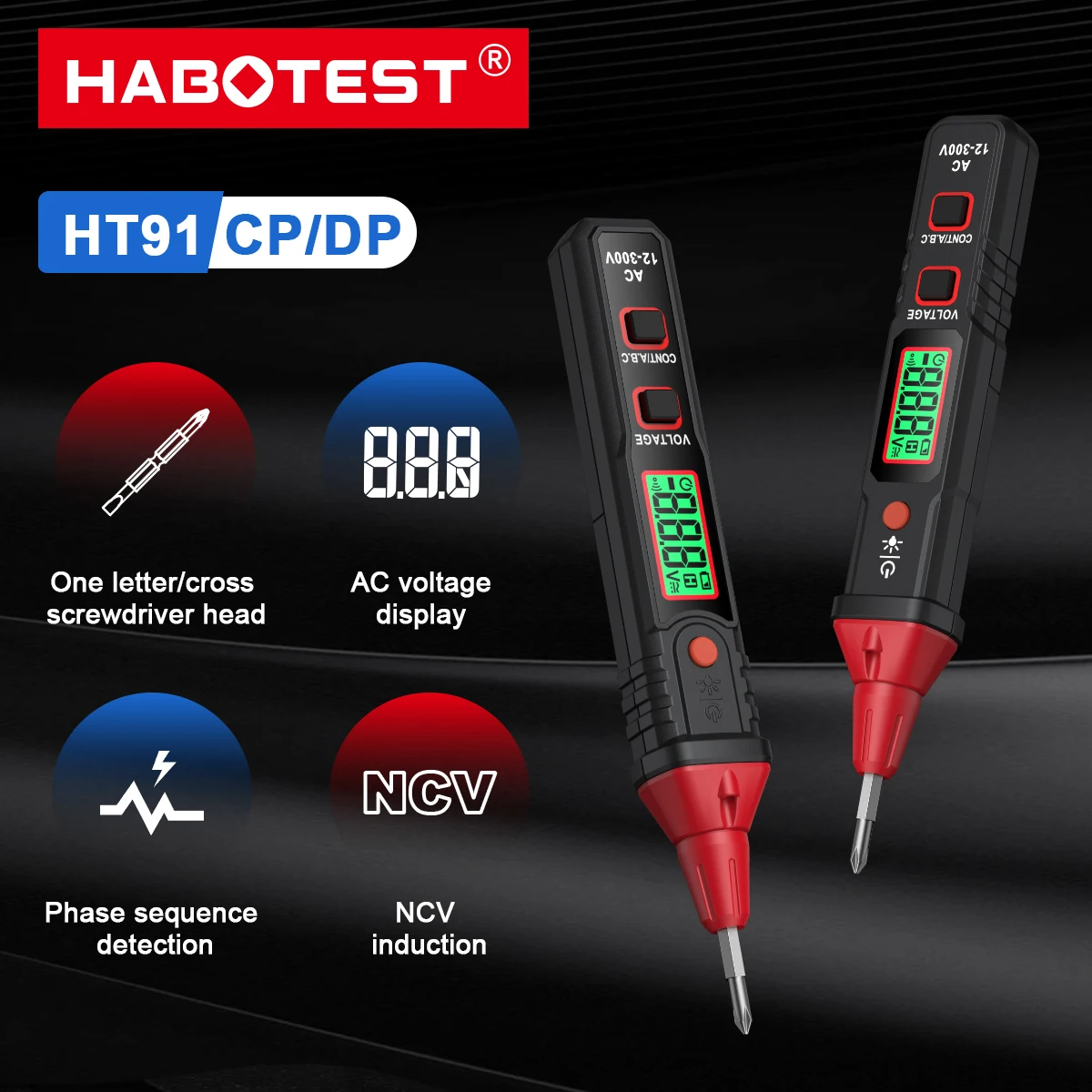 HT91CP Voltage Detector Smart Non-Contact Voltage Tester Pen Meter 12-300V Current Electric Sensor Test Pencil Voltage Indicator