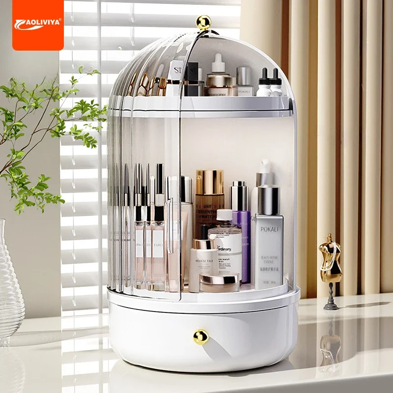 

Aoliviya 360 ° Rotating Cosmetics Storage Box Desktop Dustproof and Transparent Dormitory Home Dressing Table Large Capacity Sto