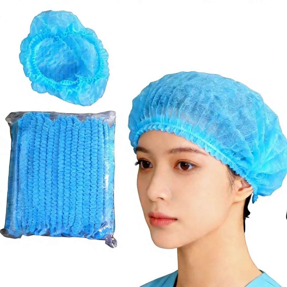 100 PCS Disposable Microblading Non Woven Fabric Makeup Hair Net Cap Sterile Hat Chef Catering Dust Strip Bathroom Supplies