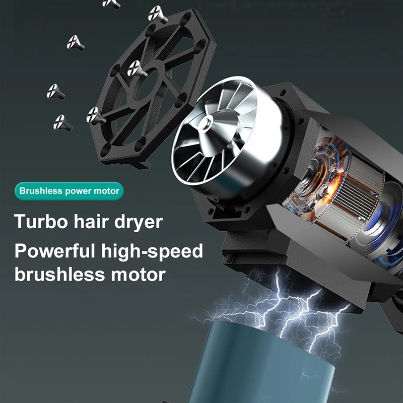 200000RPM Violent Fan Electric Powerful Blower Vacuum Dust Cleaner Type-C Charging Strong Wind Brushless Turbo Jet Blower
