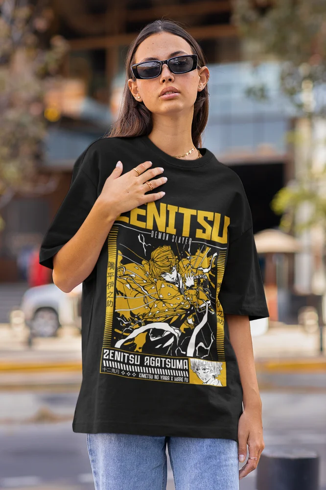 Koszulka Zenitsu Demon Slayer Kimetsu No Yaiba Tshirt Nezuko Tanjiro Koszulka anime