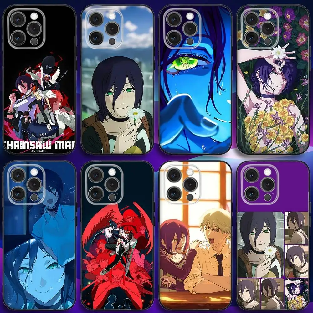 

C-Chainsawman Movie Reze Arc Phone Case For iPhone 17,16,15,14,13,12,11,Pro,Max,Plus,X,XS,SE4,E,Mini,Soft Black Case