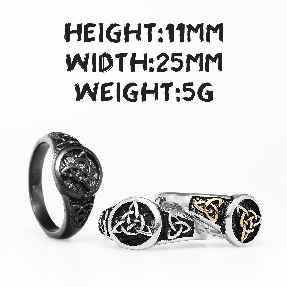 316L Stainless Steel Men Ring Luxury Celtic Knot Rings High Polished for Male Friends Boyfriend Jewelry Best Gift Wholesale