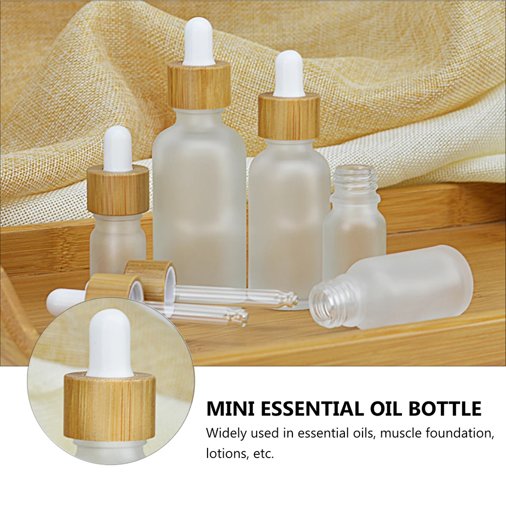 

Dropper Bottles Pcs Essential Empty Essential Oil Bottle Oil Mini Glass Bamboo Applicator Travel Dispense Refillable Reusable