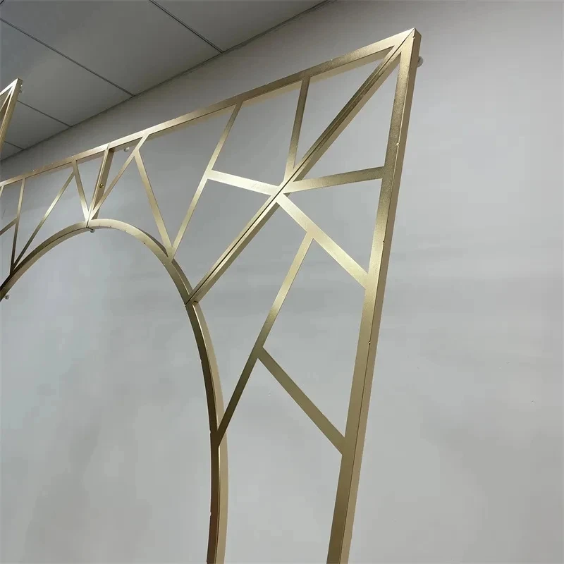 Goldener Metall-Hochzeitsbogen-Hintergrundrahmen 1/3 Stück Glänzender Blumendekor-Ständer Bühnenhintergrund-Requisiten für Hochzeit, Geburtstagsfeier, Zeremonie – Detail 7