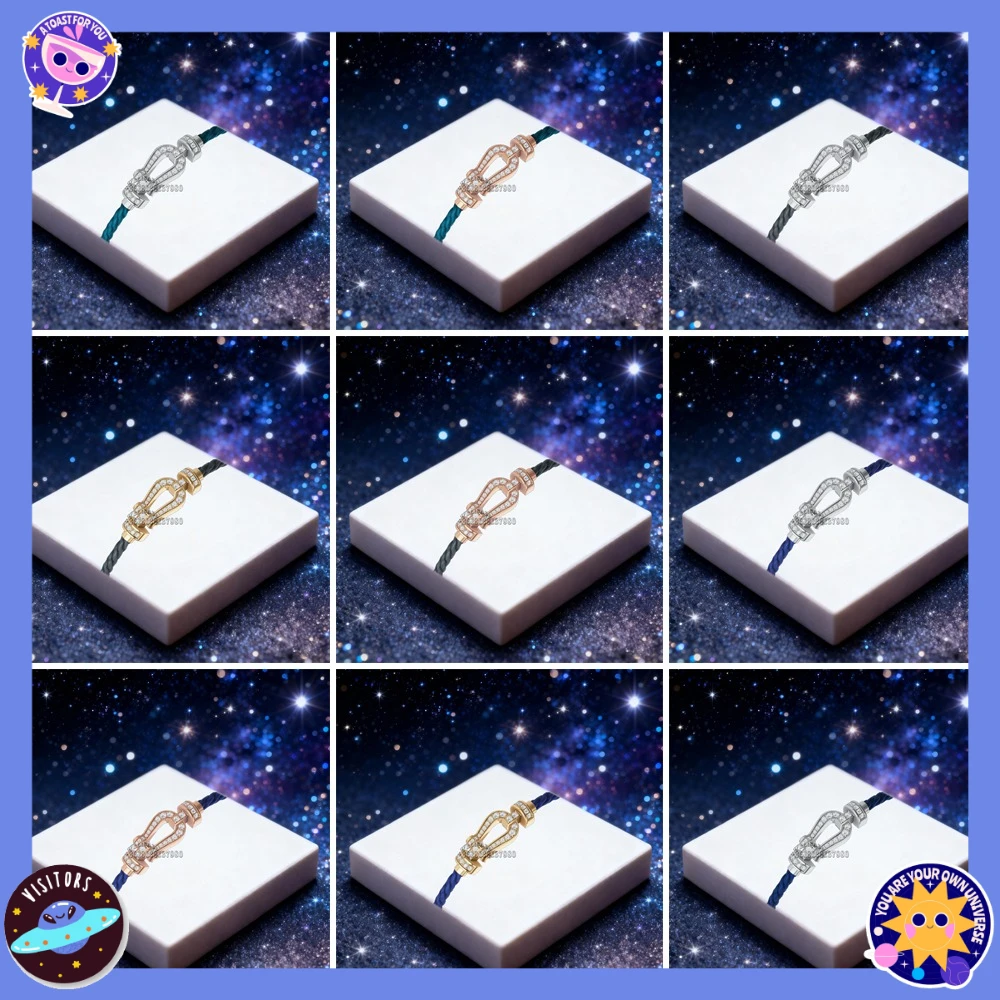 

KUXM New 925 Silver Blue Nylon Size-M White Zircon Horseshoe Bracelet female Daily Wear Party Gifts Luxurious Couple Jewelry