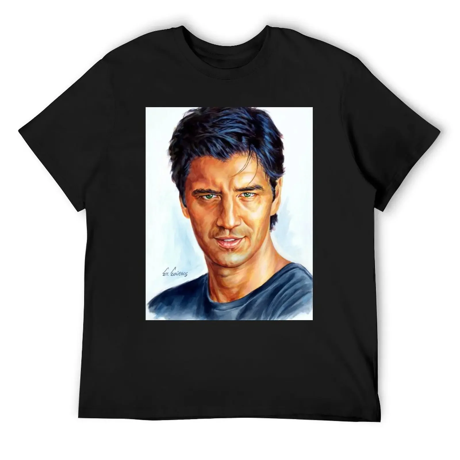 Sakis Rouvas - Σ?κη? Ρουβ?? πορτρα?το ζωγραφικ?? T-Shirt cheap stuff quick drying oversizeds t shirts for men graphic