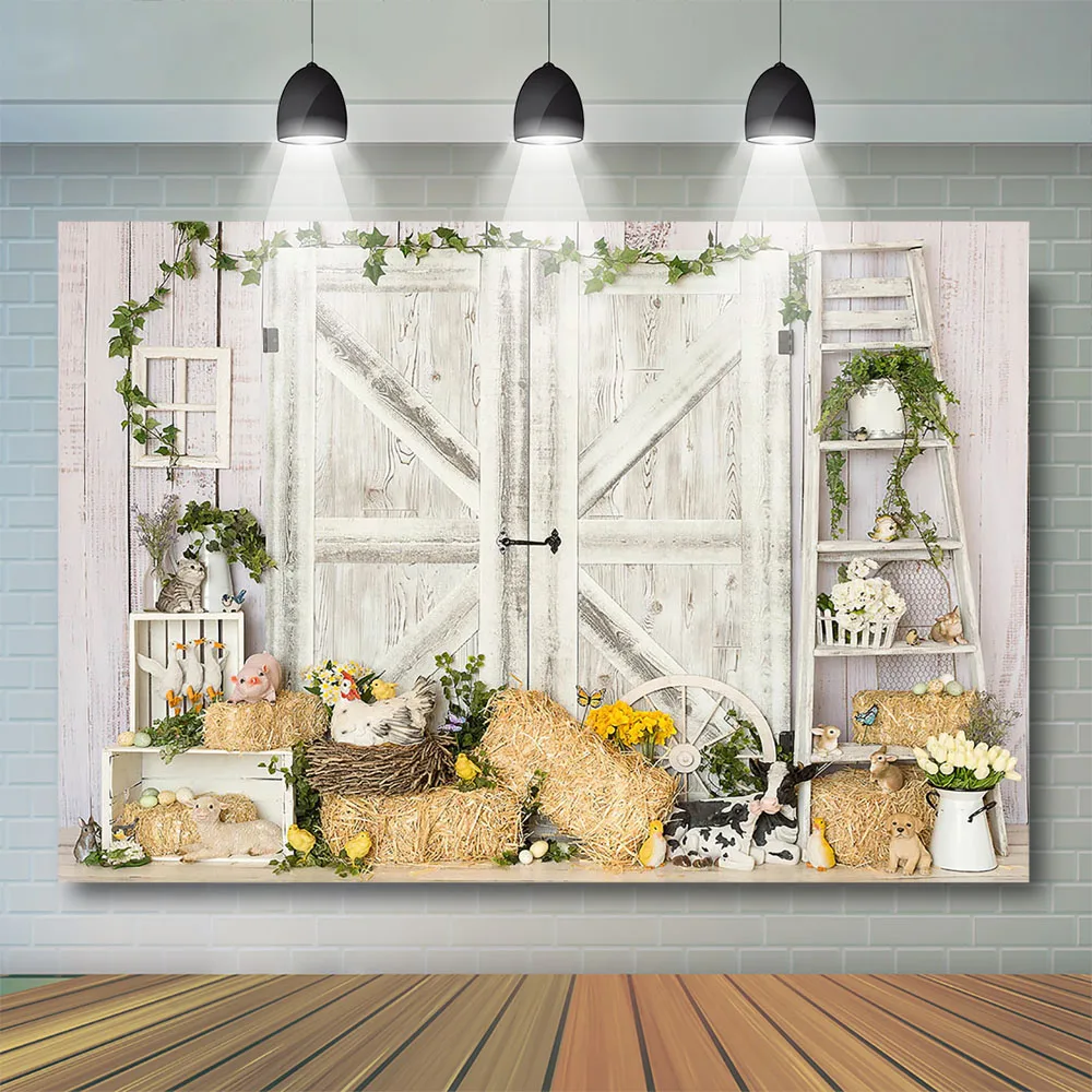 Mocsicka primavera Pascua pared de madera fotografía telón de fondo niño Festival cumpleaños conejo Floral pastizales retrato de bebé fondo