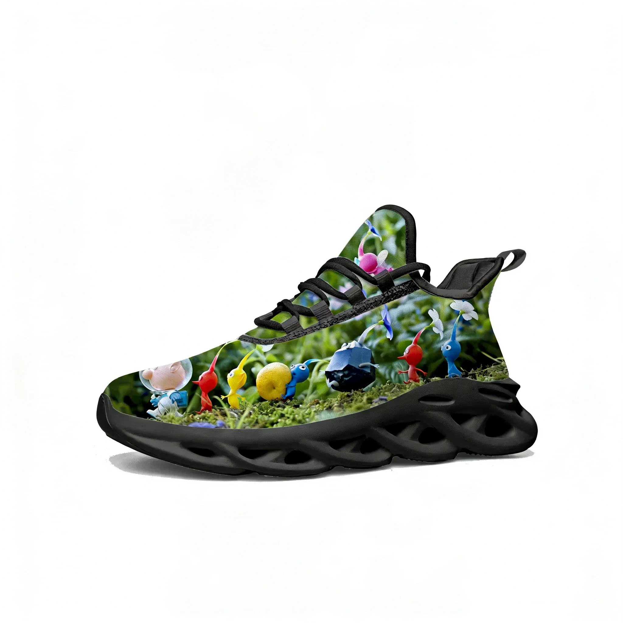 

Кроссовки Pikmin Flats, модные спортивные кроссовки для мужчин и женщин с изображением героев мультфильмов, модные кроссовки на шнуровке, изготовленные на заказ