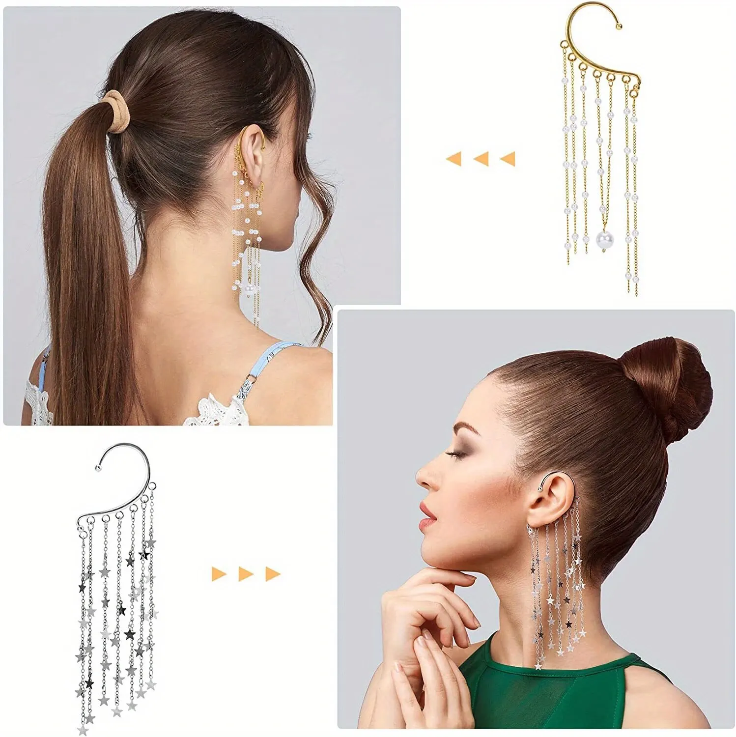 30pcs 3 Colours Ear Cuffs Earrings Non Piercing Ear Wraps Earrings Clip On Ear With 7 Holes For DIY Ear Jewelry Making